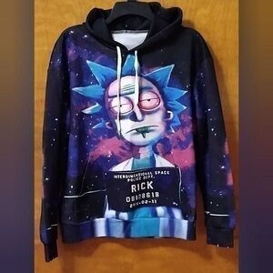 Rick & Morty Rick's Mugshot Galaxy Hoodie Sz S